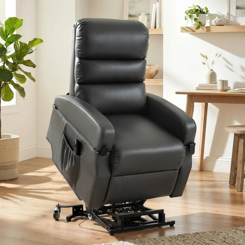 HOMCOM Elektrische tv-stoel met opsta-hulp, relaxstoel met afstandsbediening, voetsteun en ligfunctie, donkergrijs