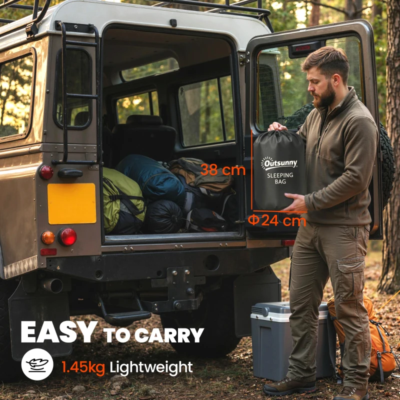 Outsunny Sleeping Bag for Adults, Lightweight & Compact Sleeping Bag, 3 Seasons, Navy Blue