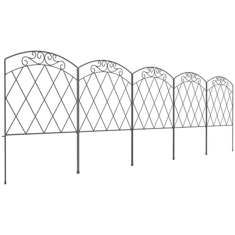 Outsunny 3m Decorative Metal Garden Fence - Diamond and Swirl Pattern