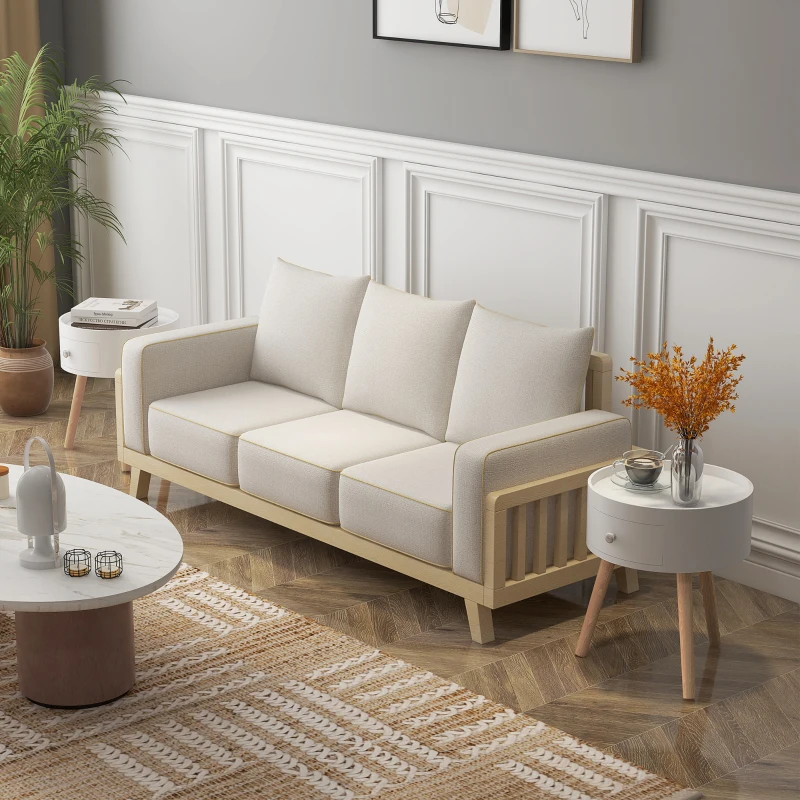 HOMCOM Lot de 2 tables basses - table de chevet - table de nuit ronde - design scandinave table d'appoint bout de canapé