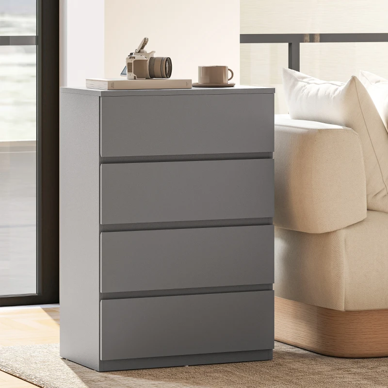 HOMCOM Chest of Drawers, 4-Drawer Storage Cabinets, Modern Dresser, Storage Drawer Unit for Bedroom