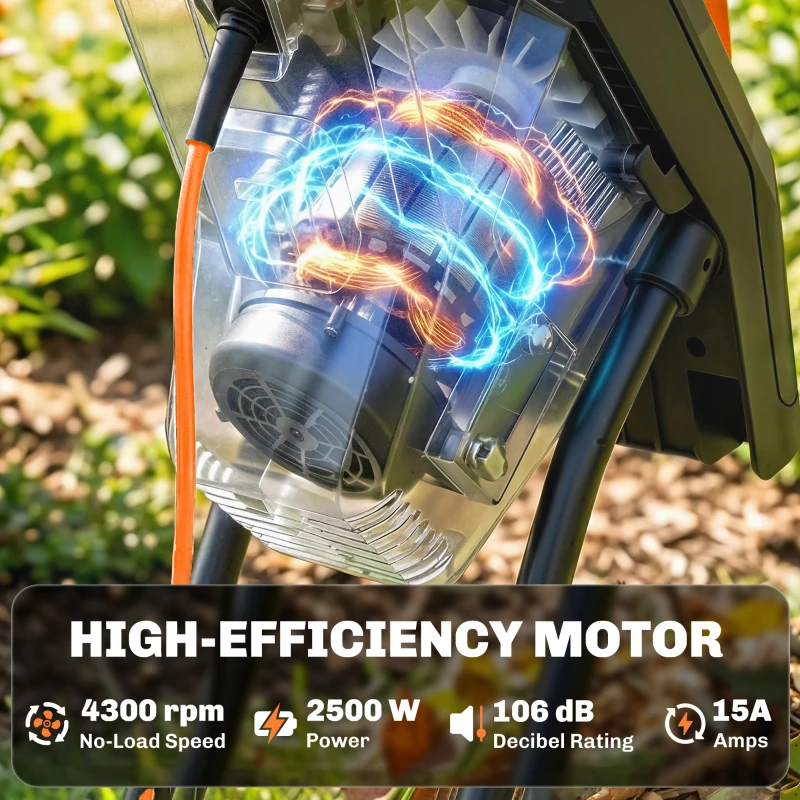 Outsunny 2500W Electric Wood Chipper, Corded Wood Mulcher Shredder with 45L Collection Bag, 4300RPM, 44mm Cutting Diameter