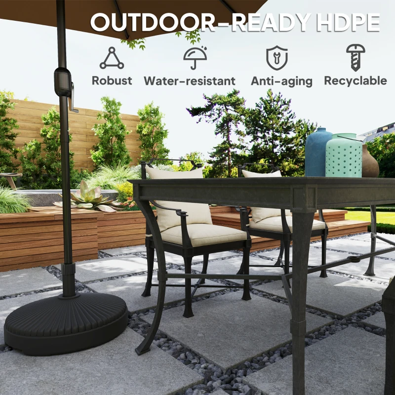 Outsunny Garden Parasol Base Holder, 28kg Sand Filled, 23kg Water Filled, Sun Umbrella Base, Φ55 x 30H cm Black