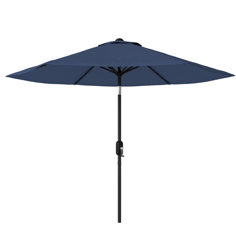 Outsunny 2.6 m Garden Parasol Umbrella with Aluminium Pole, Outdoor Patio Umbrella with Tilt and Crank, Vent, Navy Blue