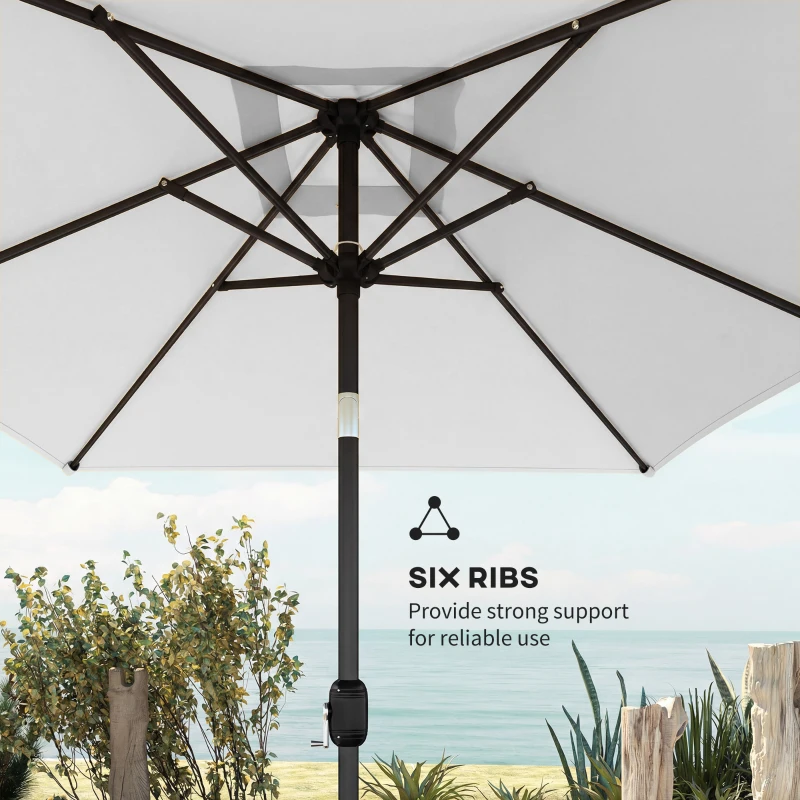 Outsunny Garden Parasol, Parasol Umbrella with Crank Handle, Tilt Function, Polyester Canopy, Cream White