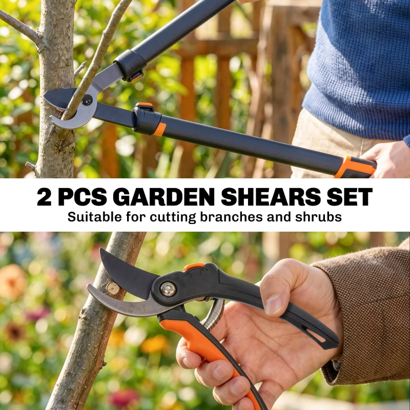 Outsunny 2-częściowy zestaw narzędzi ogrodowych: sekatory, nożyce, zestaw do pielęgnacji krzewów