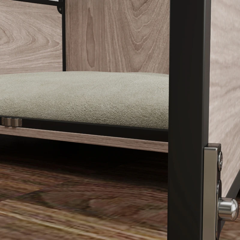 PawHut 80cm Furniture Style Dog Crate Dog Cage End Table Indoor with 3 Doors Soft Washable Cushion, for Medium Sized Dogs