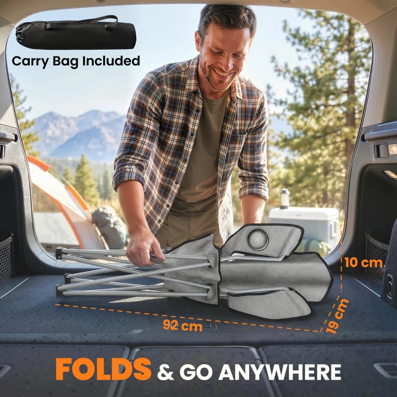 Outsunny Camping Chair Set of 2 Portable Folding Outdoor Camp Chair with Cup Holders and Carry Bag Grey