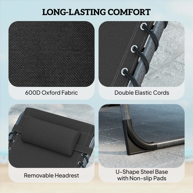 Outsunny Five-Position Reclining Sun Loungers Set of 2 - Black