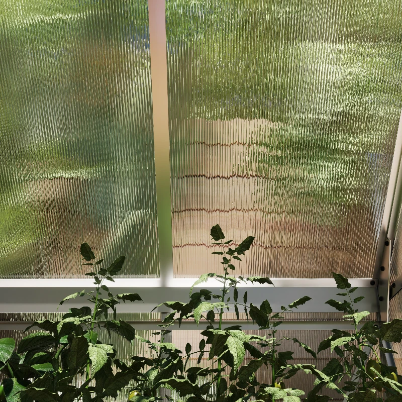 Outsunny Polycarbonate Greenhouse, Large Walk-In Green House with Slide Door and Window, Aluminium Frame, 6x4ft, Silver Tone