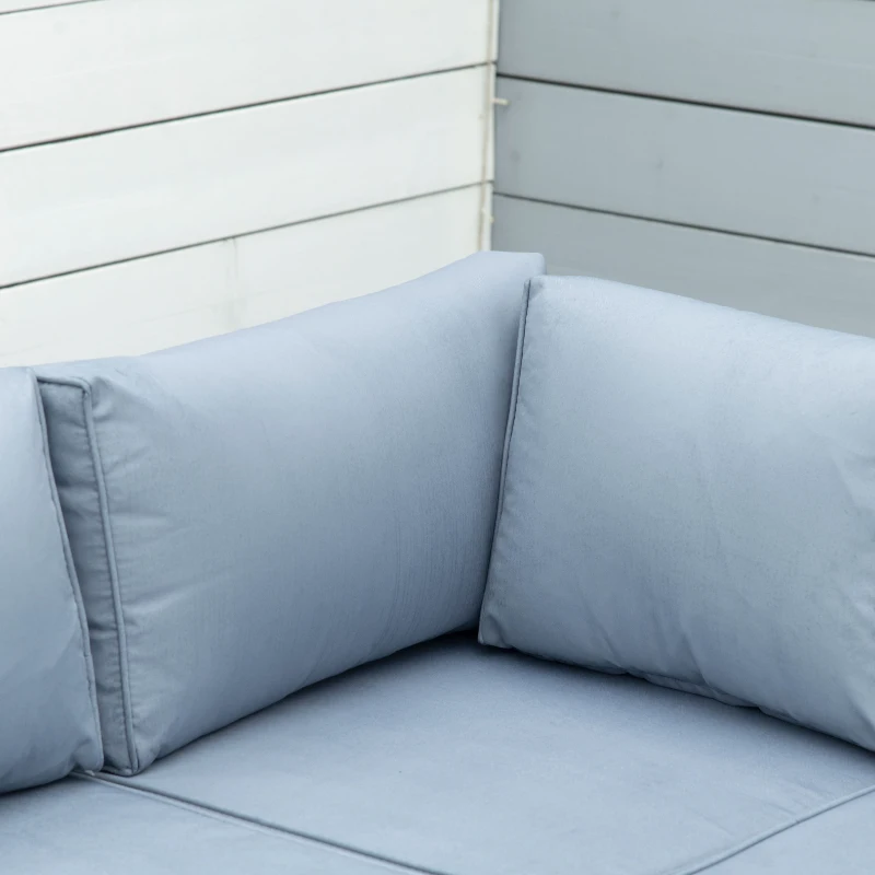 Outsunny Four-Piece Rattan Sofa Set with 11 Cushions, Steal Frame - Grey