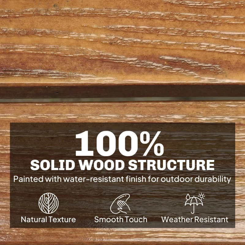 Outsunny Garden Loveseat Bench, 2-3 Seater Outdoor Bench with Liftable Table and Waterproof Cover, Light Brown