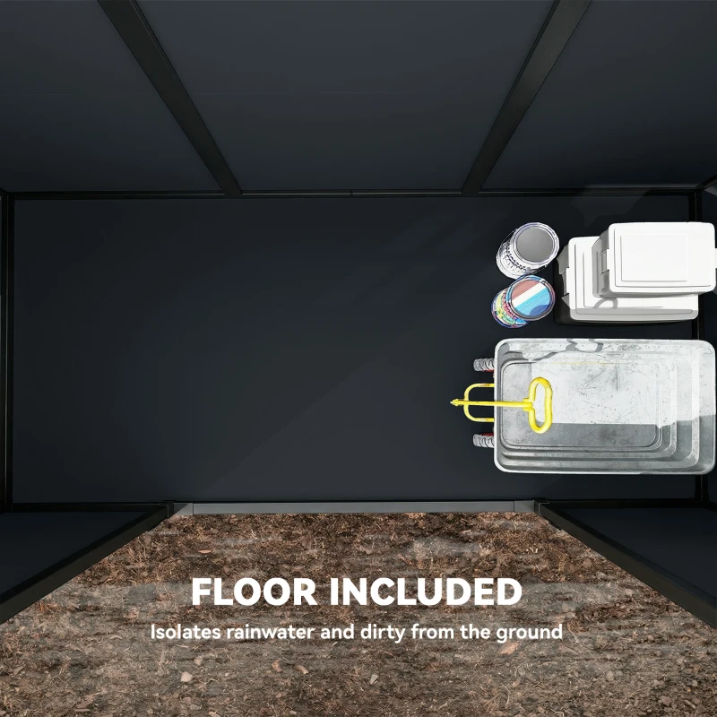 Outsunny 10 x 4 ft Resin Garden Shed, Outdoor Storage Shed with Floor, Windows, Lockable Doors and Vents, Dark Grey