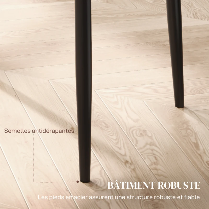 HOMCOM Lot de 2 chaises de salle à manger avec dossier haut, revêtement synthétique et pieds en acier, noir