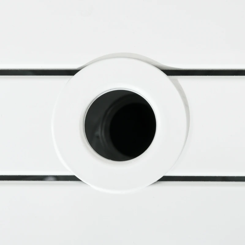 Outsunny Garden Side Table End Table Patio Coffee Table with Umbrella Hole, Steel Frame for Balcony, White