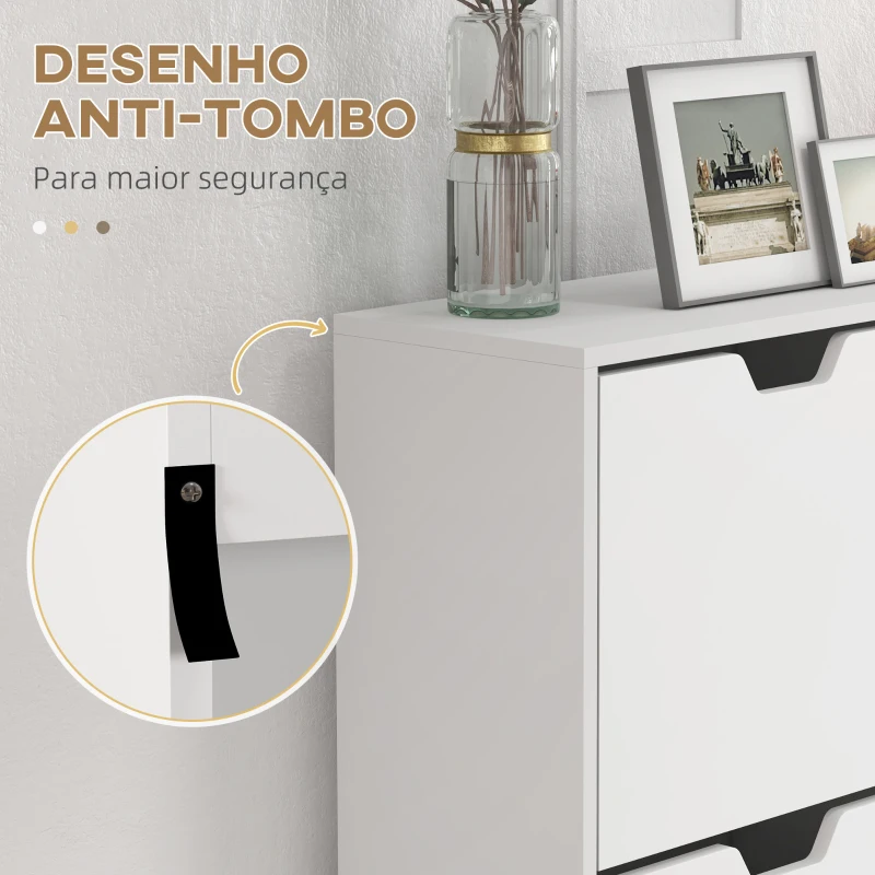 HOMCOM Sapateira para 16 Pares de Sapatos com 4 Gavetas e Prateleiras Ajustáveis 95x26x95 cm Branco