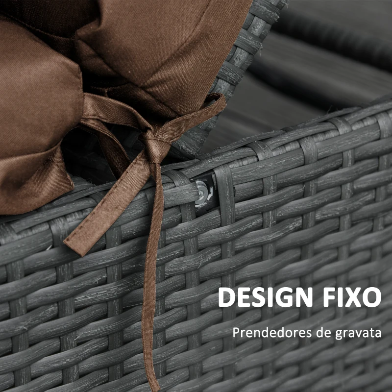 Outsunny Conjunto de 2 Colchões para Espreguiçadeira transat Alças de fixação para Jardim APENAS COLCHÕES 196L x 55l cm Castanho