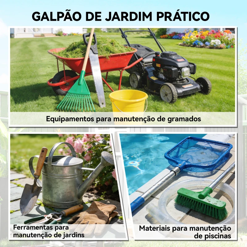 Outsunny Abrigo de Jardim Exterior 1,37 m² 163x90x179 cm com Porta com Fechadura e Grelhas de Ventilação Verde