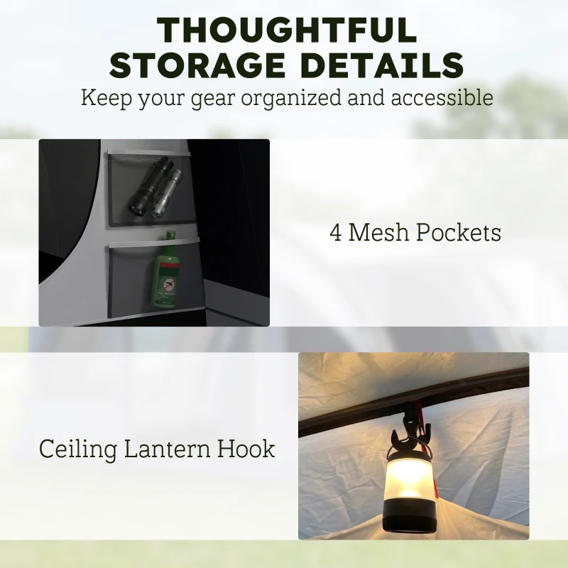 Outsunny Tunnelzelt 2–4 Personen, Schlafzimmer, Wohnbereich, Wasserdicht, Navyblau