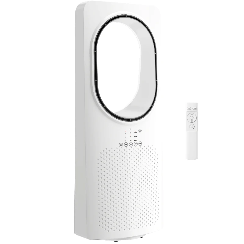 HOMCOM Ventilador de Torre sin Aspas con Mando a Distancia Oscilación 45° 3 Velocidades 3 Modos Temporizador 15H Blanco