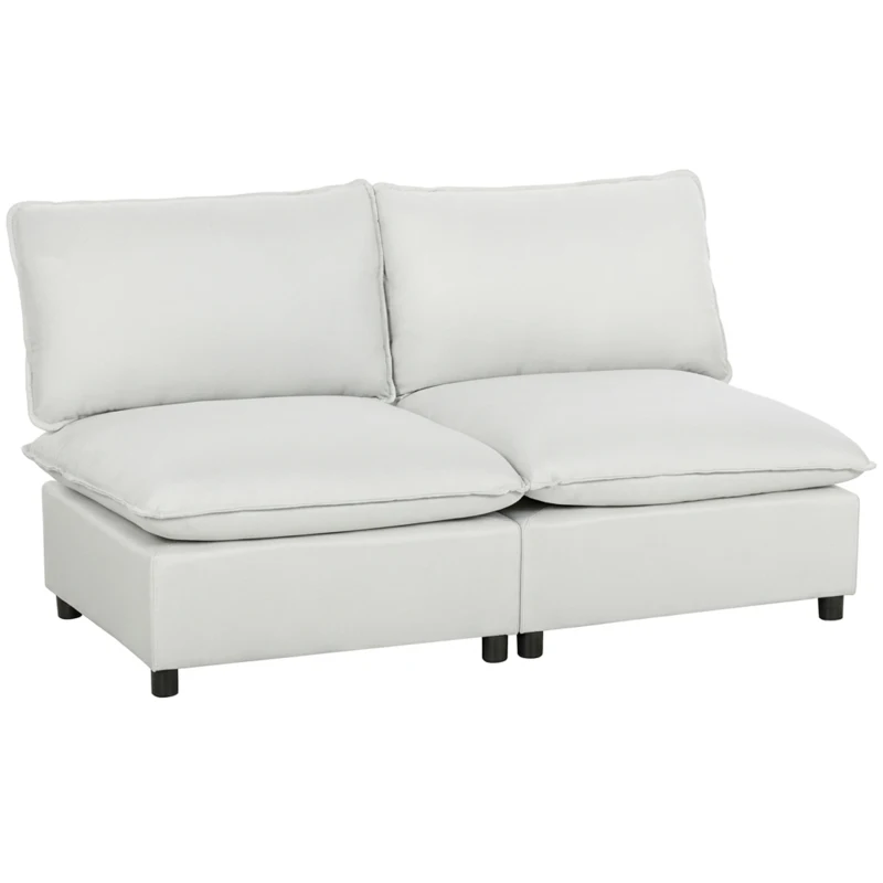 HOMCOM Divano 2 posti 146 cm in similpelle con seduta ampia, Grigio