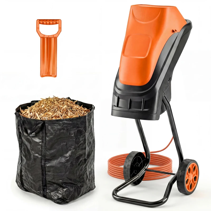 Outsunny 2500W Electric Wood Chipper, Corded Wood Mulcher Shredder with 45L Collection Bag, 4300RPM, 44mm Cutting Diameter