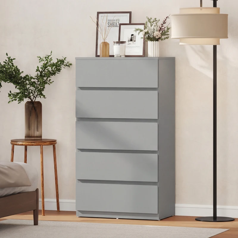 HOMCOM Chest of Drawers, 5-Drawer Storage Cabinets, Modern Dresser, Storage Drawer Unit for Bedroom