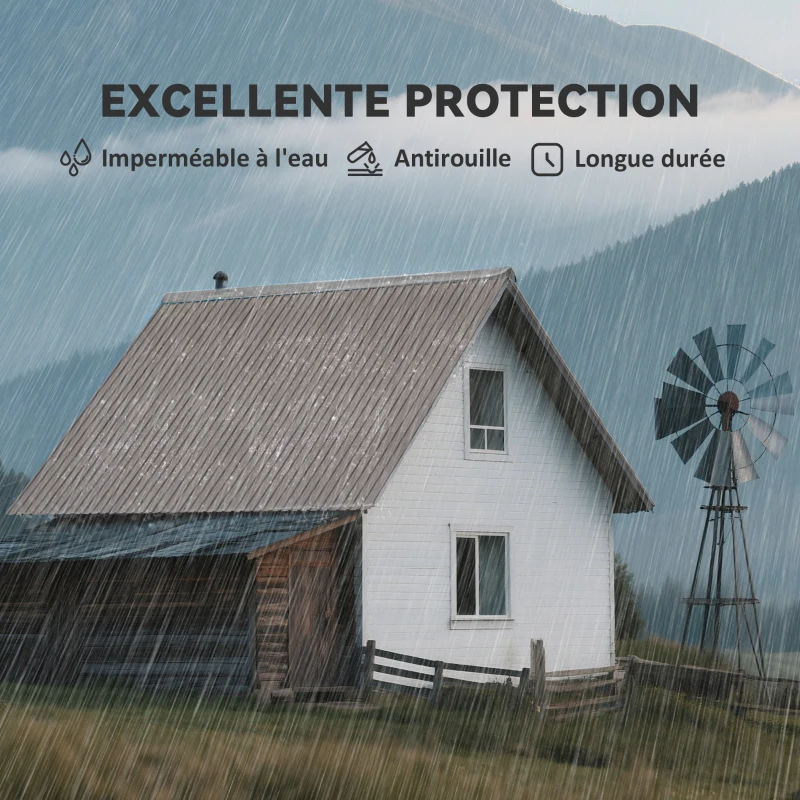 Outsunny Lot de 12 panneaux en acier galvanisé résistant aux intempéries, 129 x 45 cm, effet bois gris clair