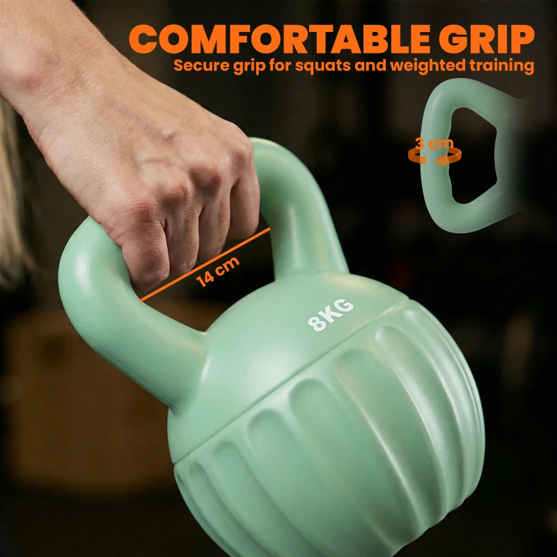 SPORTNOW Kettlebell for Strength Training Kettle Bell with Non-Slip Handle 8 kg Green