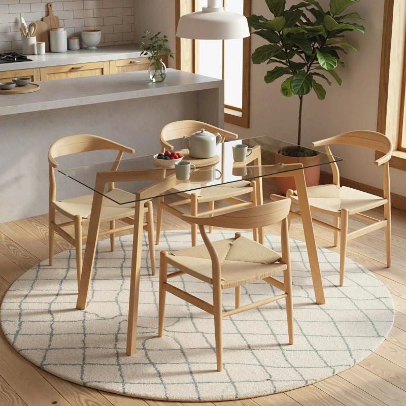 HOMCOM Mesa de Comedor Rectangular Moderna para 6 Personas Superficie de Vidrio Templado 150x75x76 cm Transparente