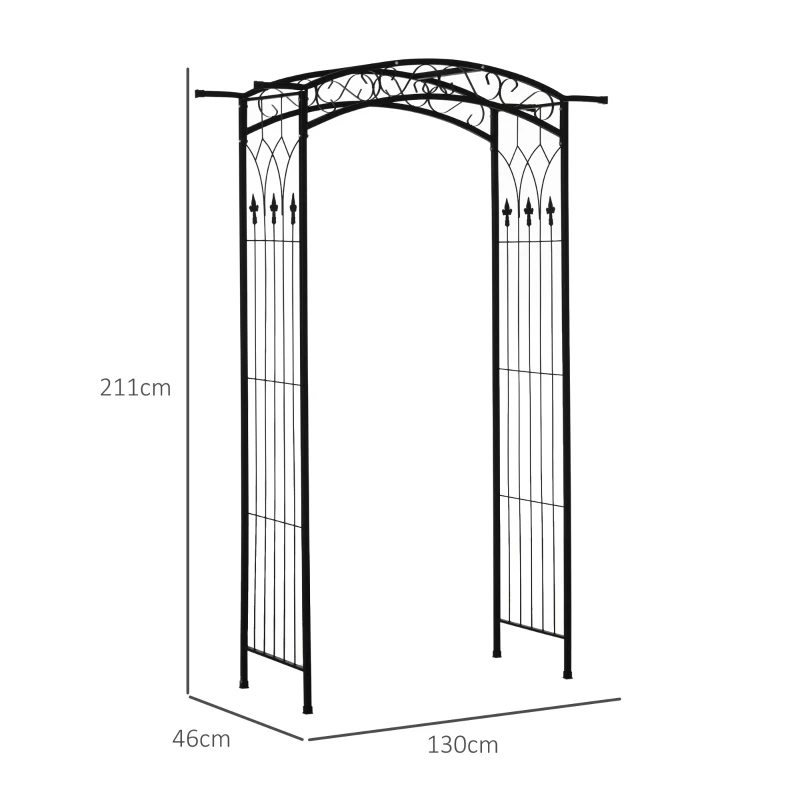 Outsunny 211cm Height Metal Garden Arch Arbor for Wedding Decor for Climbing Plants and Outdoor Decoration