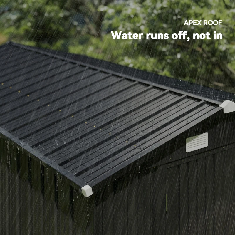 Outsunny 12 x 8 ft Garden Shed, Outdoor Storage Shed with 4 Vents and Lockable Double Doors, Dark Grey