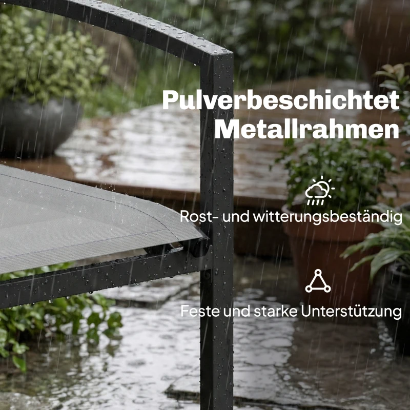 Outsunny Gartenbank 2-Sitzer wetterfest Metall Outdoor Sitzbank mit atmungsaktivem Sitz gebogen Armlehnen 112 x 66 x 80 cm Grau