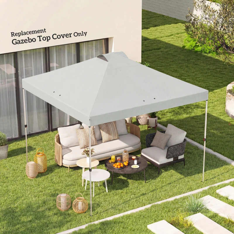 Outsunny Gazebo Roof Replacement UV50+ Waterproof Pop Up Canopy Cover with 8 Drainage Holes 3 x 3 m White