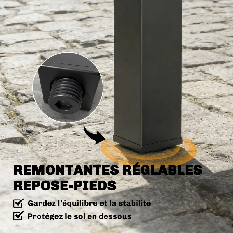 Outsunny Table de jardin extensible table extérieur pour 4-6 personnes avec rallonge auto-stockée aluminium 80-160 x 80 cm noir