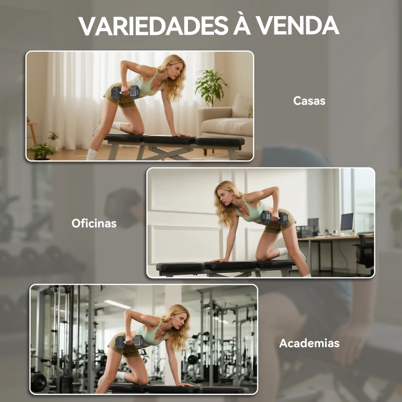 HOMCOM Conjunto de 2 Halteres Hexagonais 12,5 kg (25 kg Total) Ferro Fundido Revestidos em Borracha com Pega Anti-Deslizante  Preto e Prateado