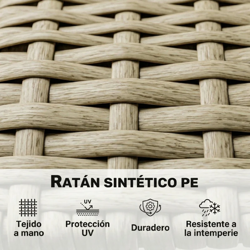 Outsunny Conjunto de Jardín Exterior de Ratán de 3 Piezas con Sofá Modular de 3 y 2 Plazas Mesa Lateral Mesa de Centro Cojines