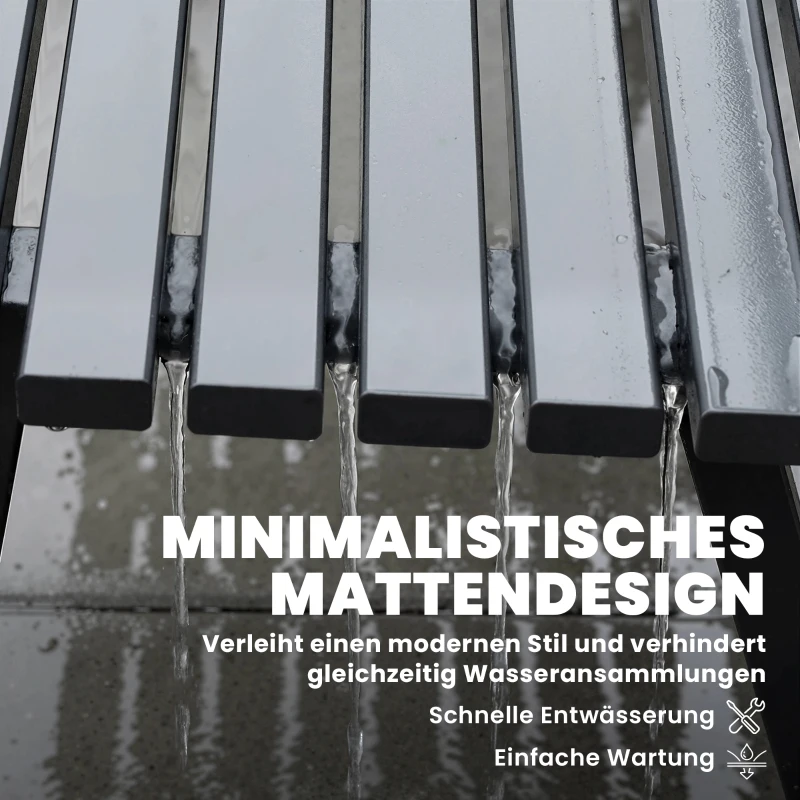 Outsunny Gartenbank 3-Sitzer wetterfest Metall Outdoor Sitzbank mit breitem Sitz Lamellendesign, bis 240 kg 154 x 68 x 88 cm