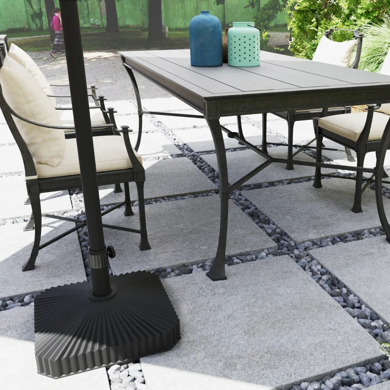 Outsunny Patio Umbrella Stand, Heavy Duty Outdoor Parasol Base, Sand/Water Filled, Black