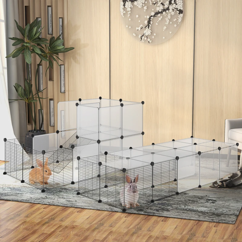 PawHut Lot de 2 enclos pour petits animaux design DIY cage modulable pour cochon d'Inde lapin chinchillas