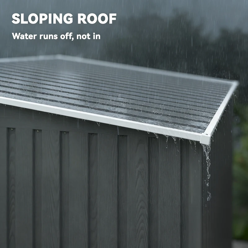 Outsunny 7 x 5ft Galvanised Metal Shed, with Sliding Door - Light Grey