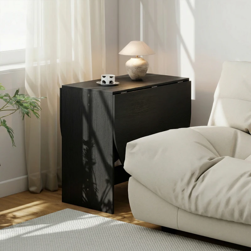 HOMCOM Masă de bucătărie pliabilă cu aripi rabatabile Masă de bucătărie pliabilă ovală Stil modern 163x80x75 cm Negru