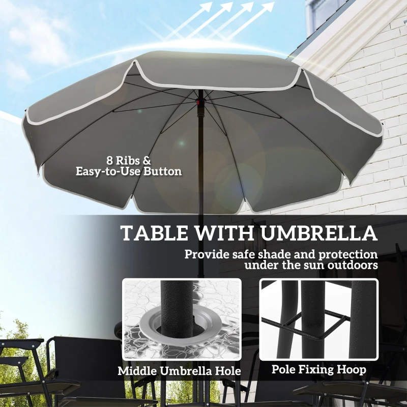 Outsunny 4 Seater Garden Furniture Set, 6 Pieces Garden Table and Chairs with Parasol for Patio, Black