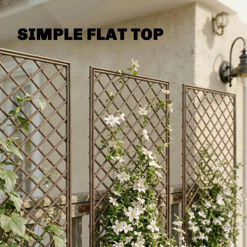 Outsunny Garden Trellis, Decorative Trellis Panels for Climbing Outdoor Plants, Natural Wood Finish