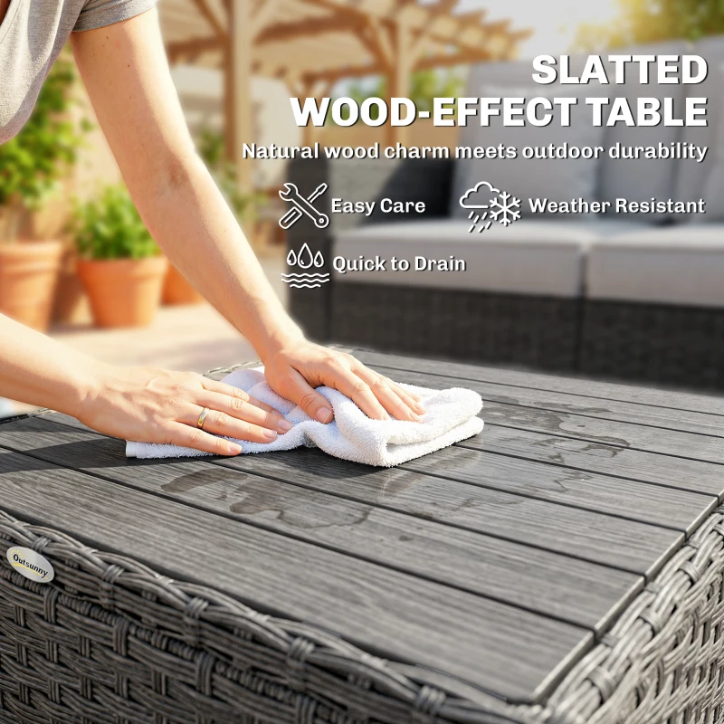 Outsunny 5 Seater Rattan Garden Furniture Set with Wide Armrests, Cushions, Pillows for Patio, Dark Grey