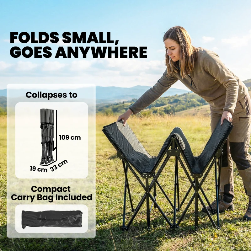 Outsunny Camping Cot with Soft Pad, 80cm Extra Wide Folding Cots with Side Pocket and Carry Bag, Grey