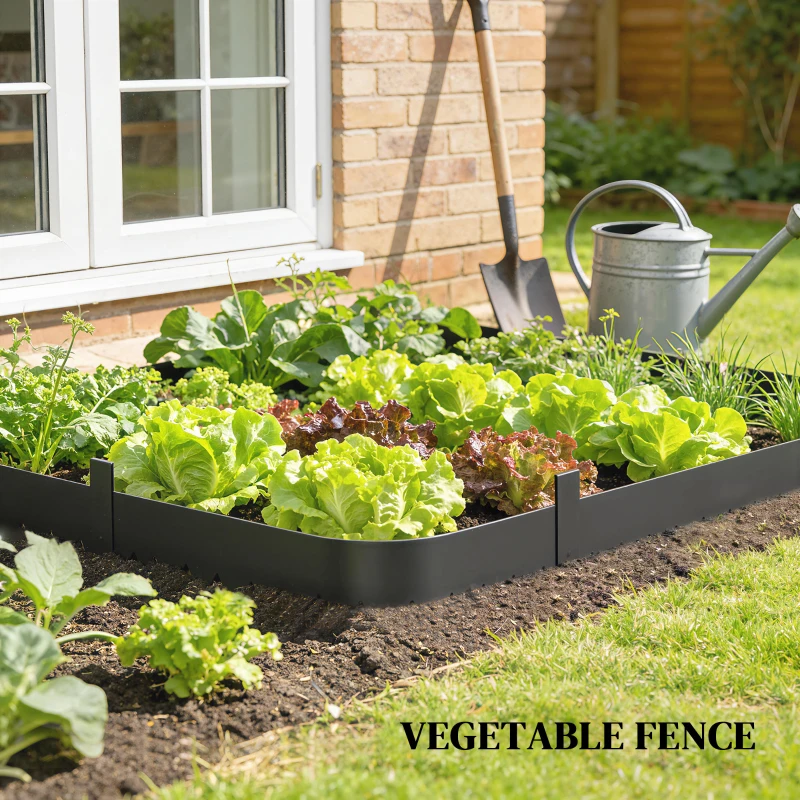 Outsunny 5pcs Garden Fence, Metal Picket Fence Panels, 115x15cm, Black