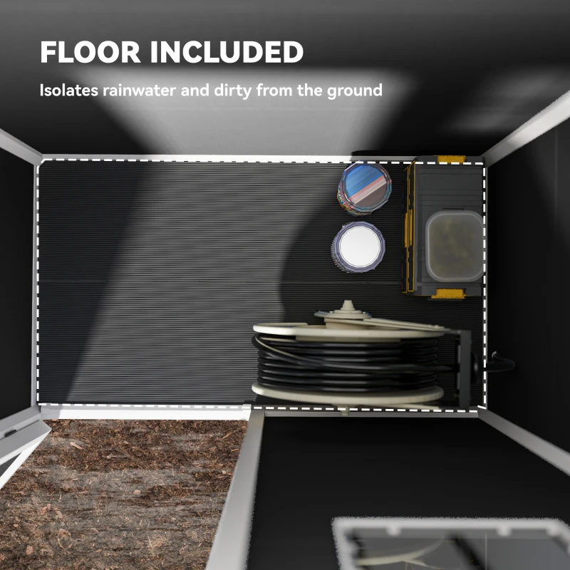 Outsunny 5' x 3' Garden Shed with Floor, Outdoor Storage Shed with Lockable Door, Window and Vent, Black