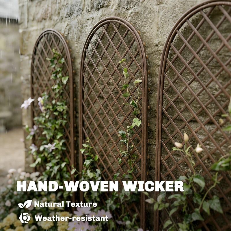 Outsunny Garden Trellis, Decorative Trellis Panels for Climbing Outdoor Plants, Vegetables, Vines, Flowers, Natural Wood Finish