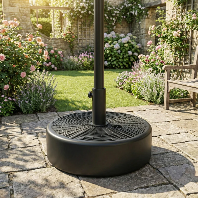 Outsunny Patio Umbrella Base 22kg Sand Filled Garden Parasol Stand forfor 38mm/48mm Poles, Black